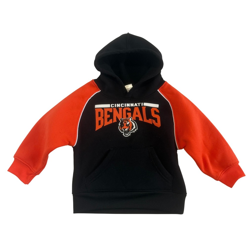 NFL Team Apparel Kids Cincinnati Bengals Hoodie Orange Black Toddler Size 2T